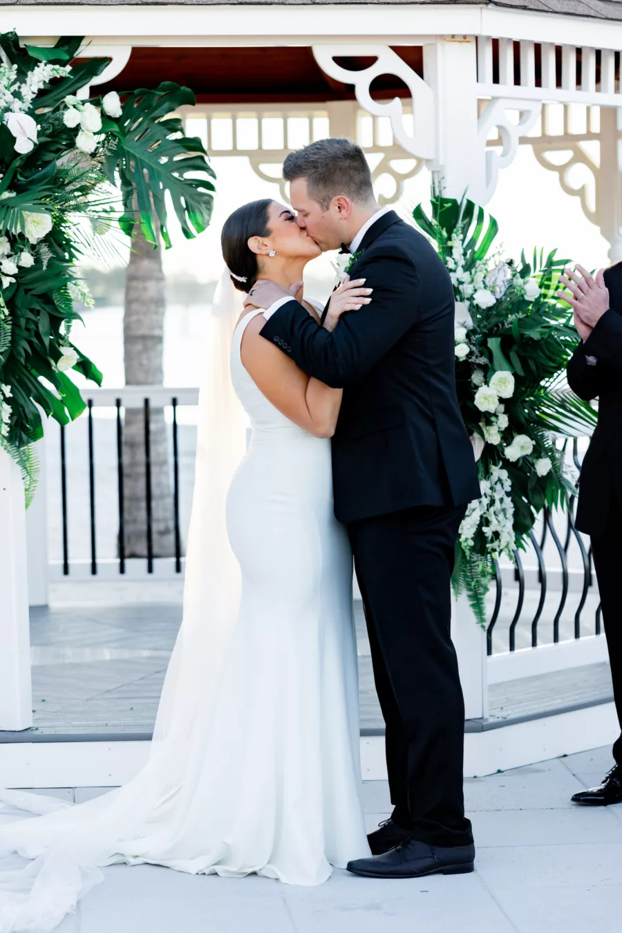 Bride and Groom First Kiss Wedding Portrait