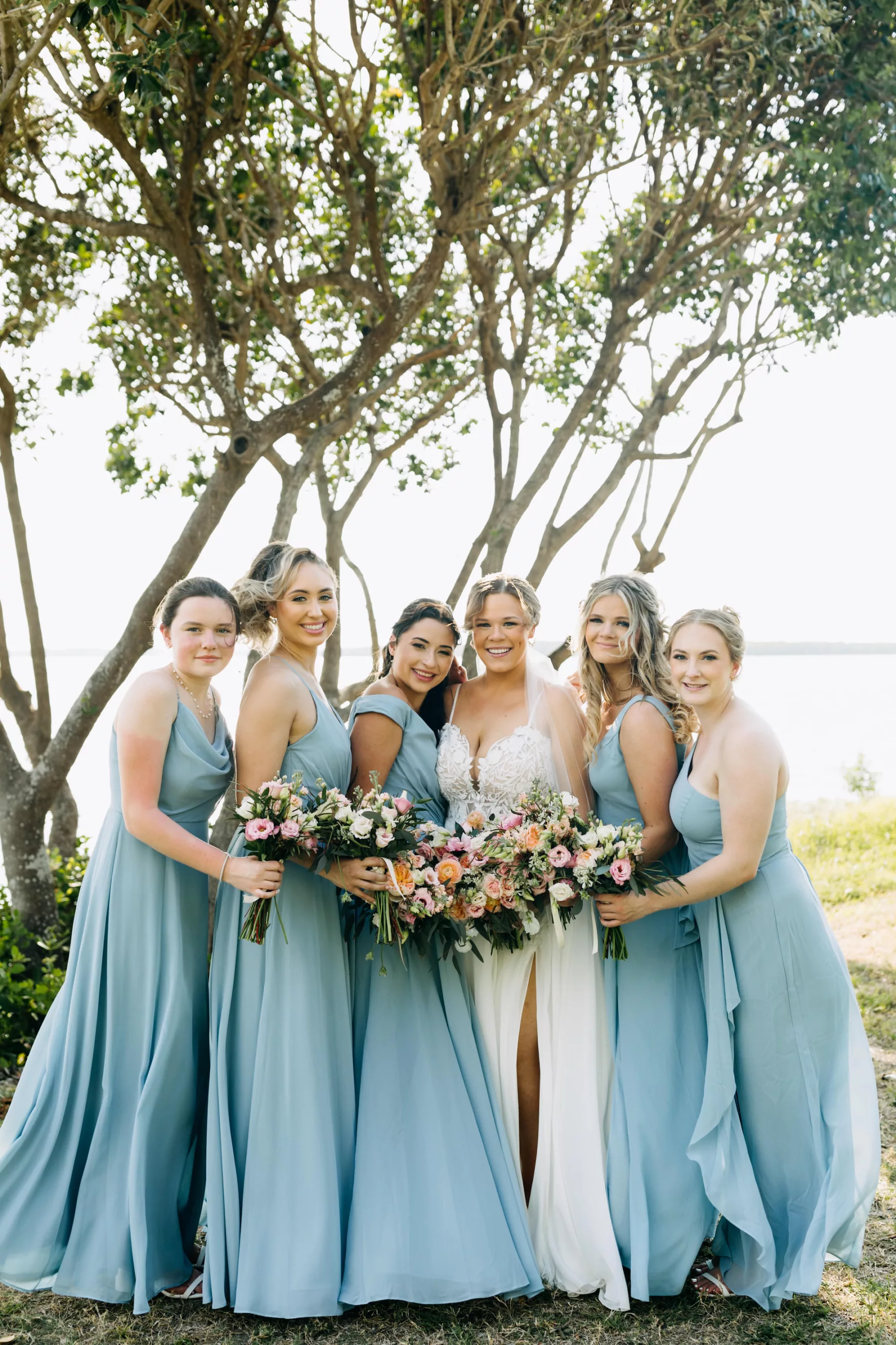 Dusty Blue Mismatched Bridesmaids Wedding Dress Ideas | St. Pete Hair and Makeup Artist Adore Bridal