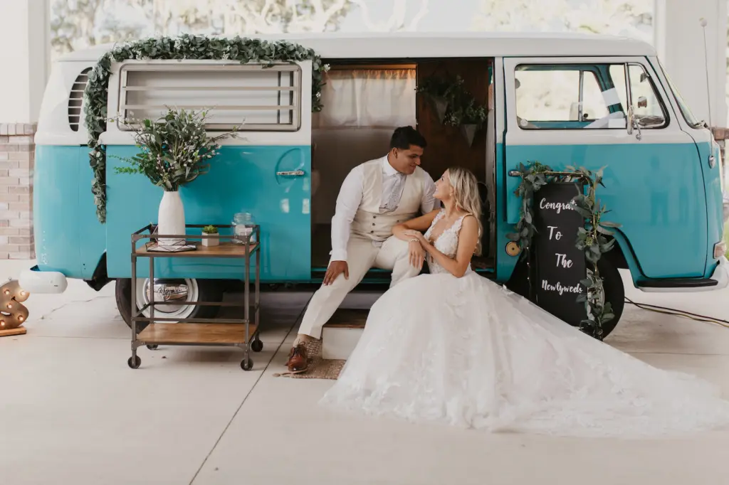 Classic Volkswagon Bus Photo Op for Wedding Reception Inspiration | Tampa Bay Photographer Valentina Rose Photography | Event Planner Eventfull Weddings