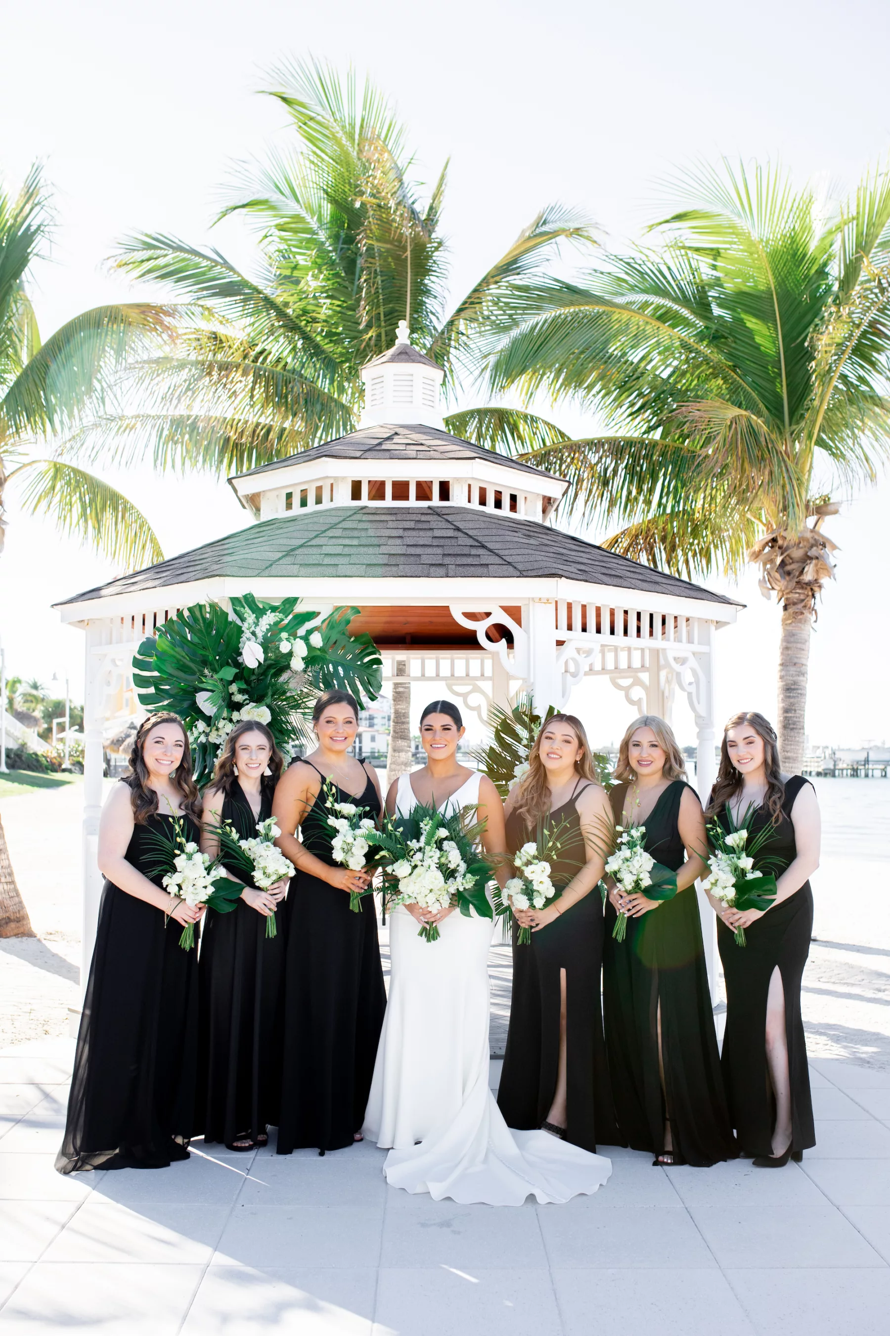 Mismatched Black Floor Length Bridemaids Wedding Dress Ideas for Modern Beach Wedding