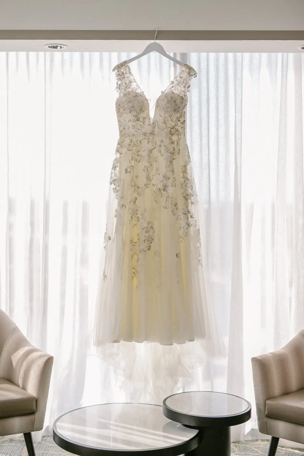 Ivory Tulle and Lace Deep V Neckline A-Line Sheer Cap Sleeve Wedding Dress Ideas