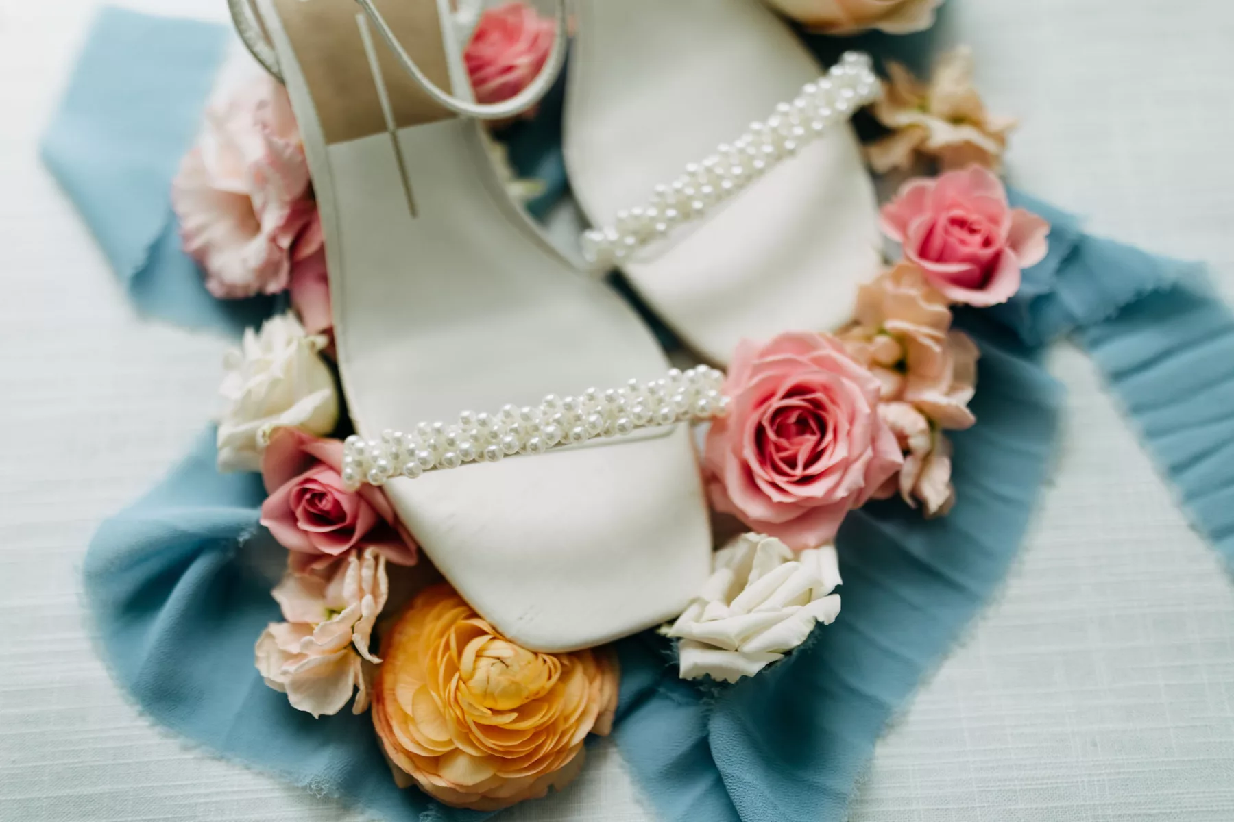 Ivory Pearl Open Toe Wedding Shoe Inspiration