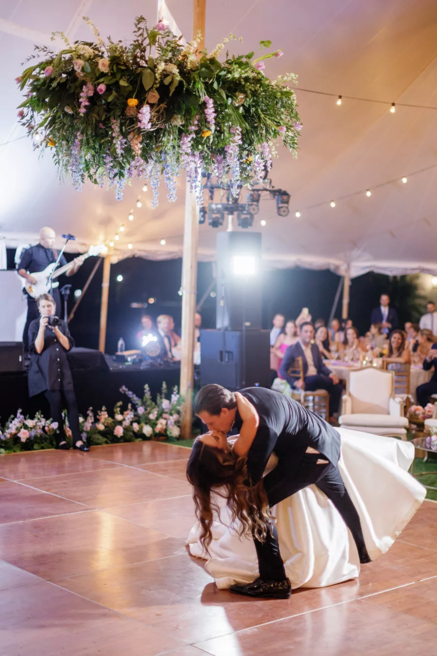Bride and Groom's Choreographed First Dance Wedding Portrait | Luxurious Tented Old Florida Wedding Reception Ideas