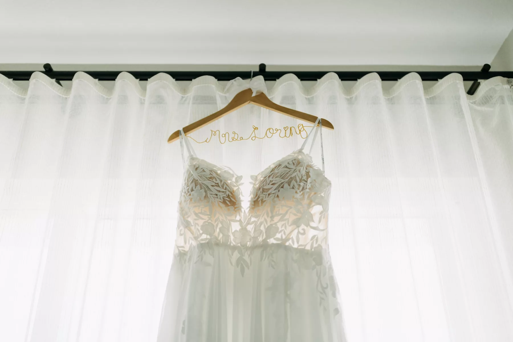 Ivory Spaghetti Strap Lace A Line Wedding Dress Inspiration