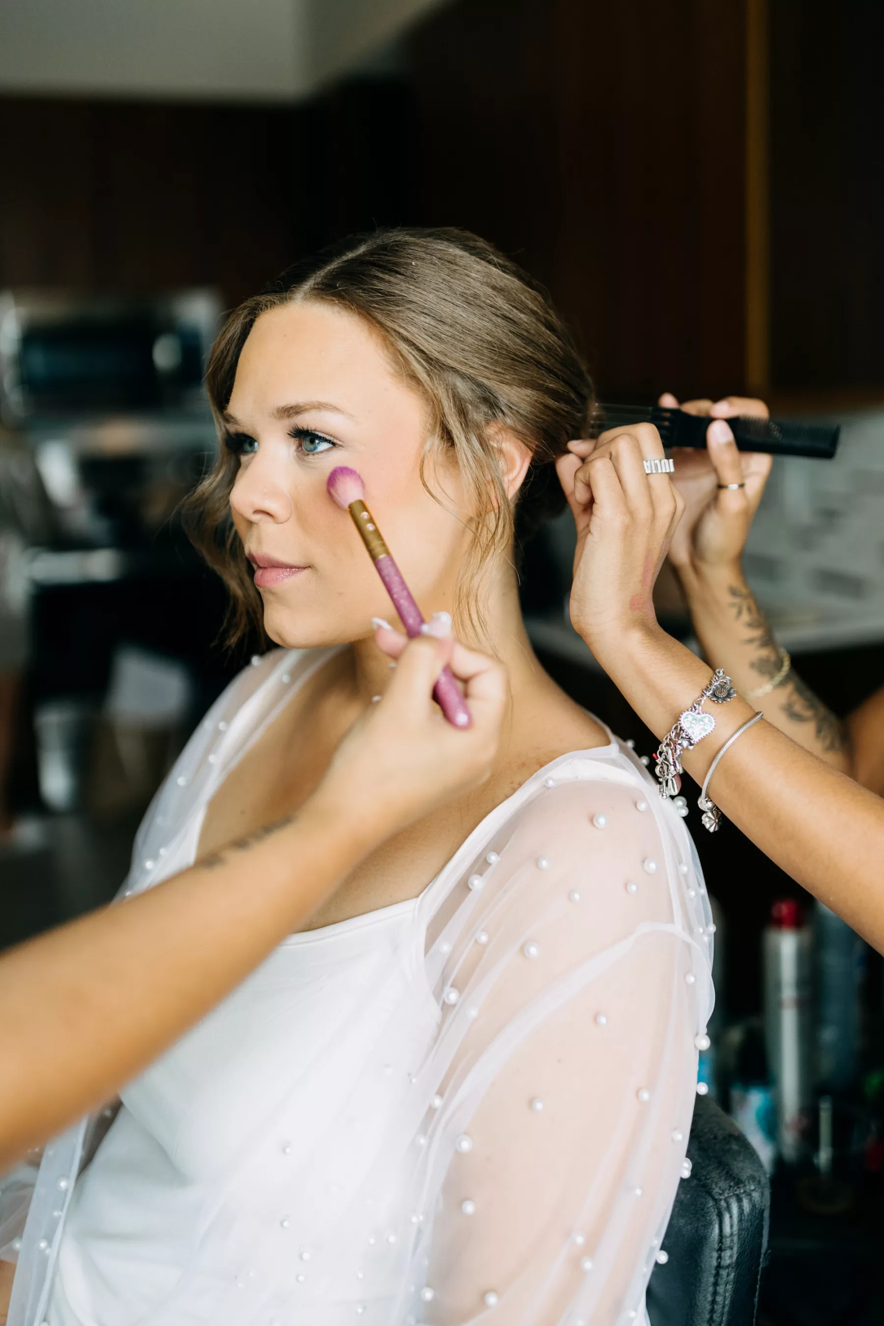 Bride Getting Ready | Elegant Wedding Hair Updo and Makeup Inspiration | Tampa Bay Hair and Makeup Artist Adore Bridal