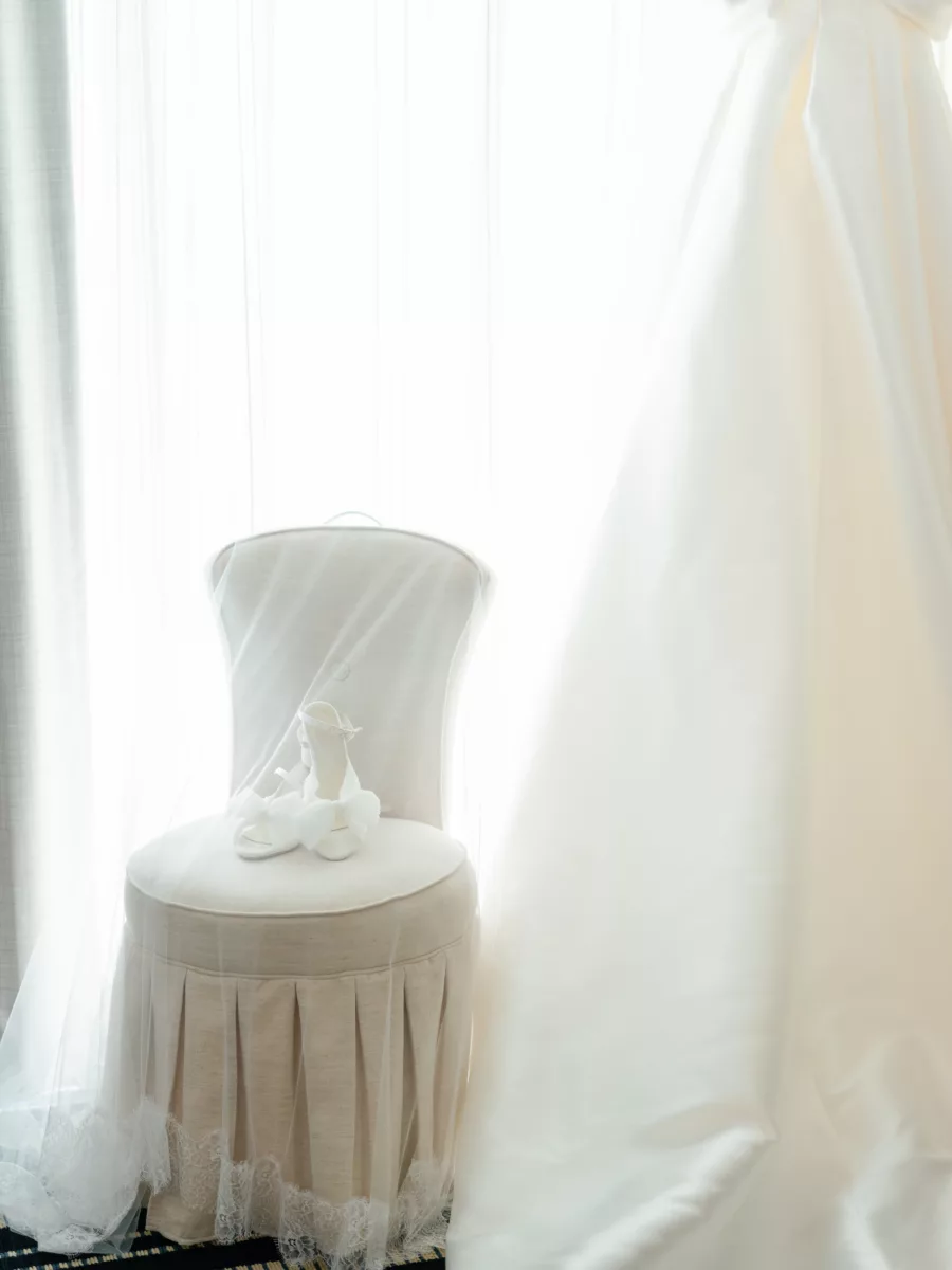Elegant White Chiffon Bow Wedding Shoe Inspiration