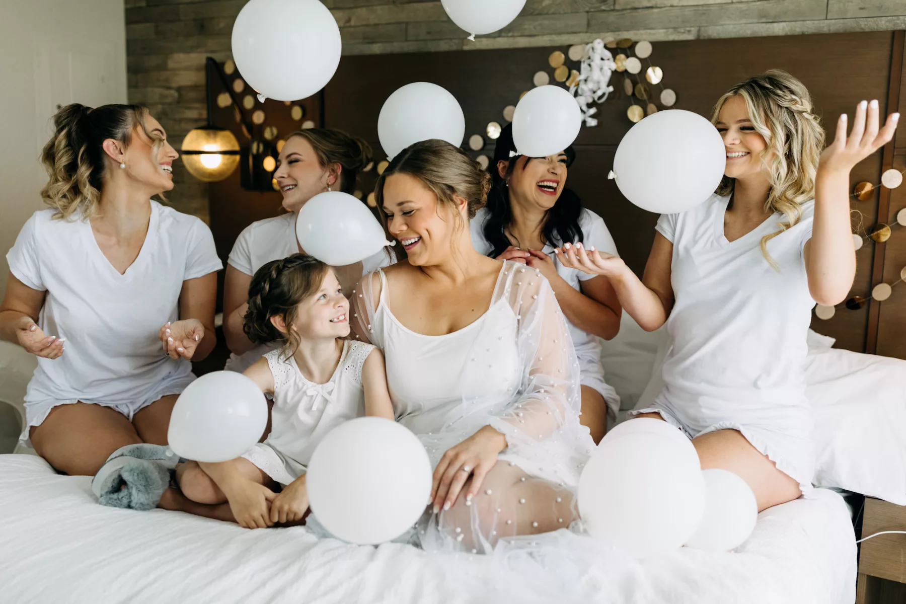 Bride and Bridesmaids Getting Ready Wedding Portrait | Tampa Bay Hair and Makeup Artist Adore Bridal
