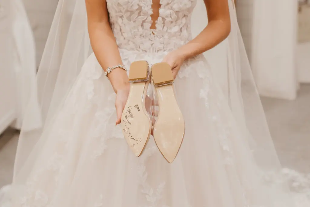 Groom's Writing on Bride's Wedding Shoe Ideas