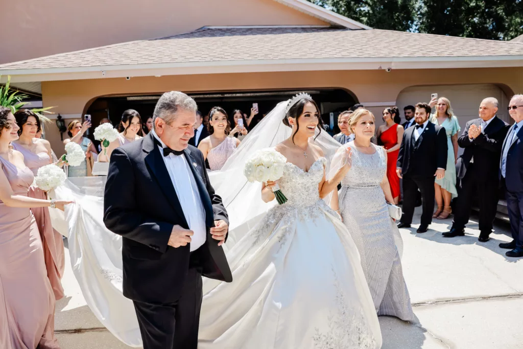 Bride with Mother and Father Wedding Ceremony Processional Inspiration