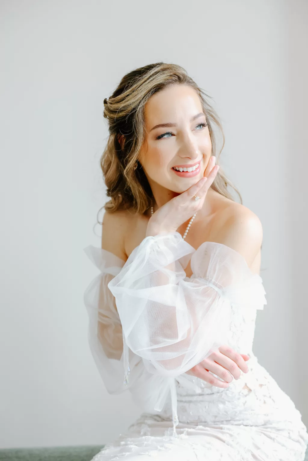 White Chiffon Wedding Dress Sleeve Inspiration | St Pete Photographer Lifelong Photography Studio