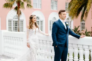 Bride and Groom First Look Wedding Portrait | St Pete Hotel Venue The Don Cesar