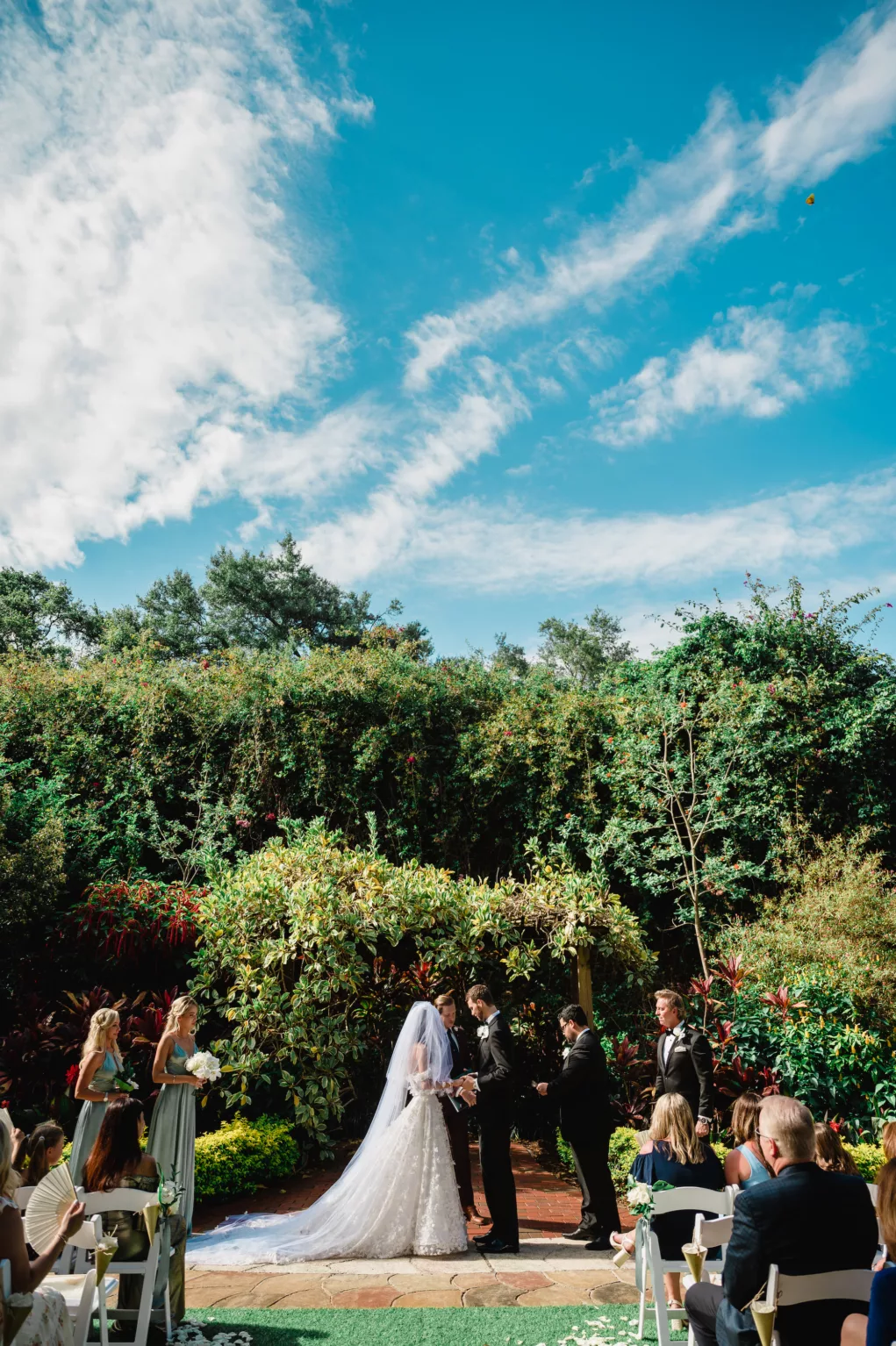 Bride and Groom Garden Wedding Ceremony Decor Inspiration | Venue Sunken Garden | Tampa Photography and Videography Iyrus Weddings