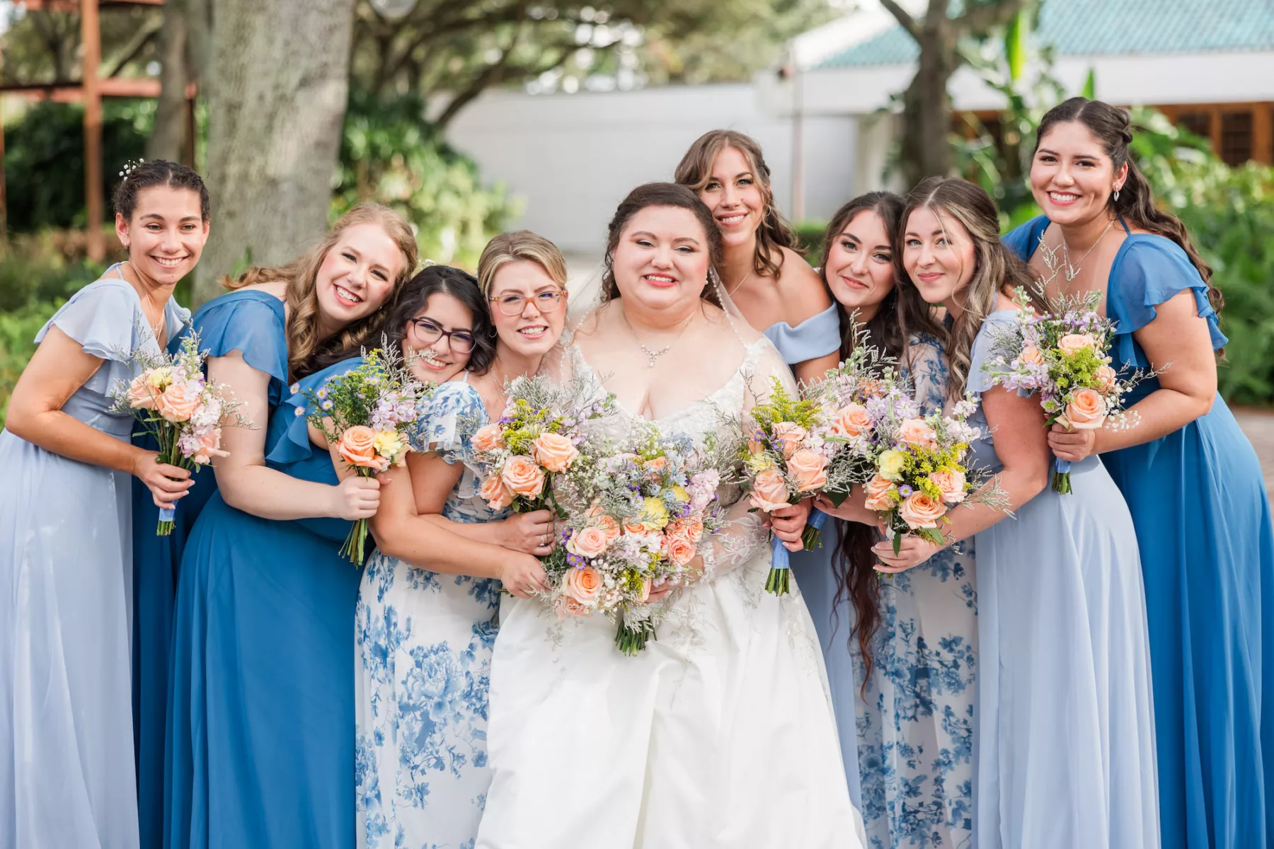 Mismatched Blue Bridesmaid Wedding Dress Ideas