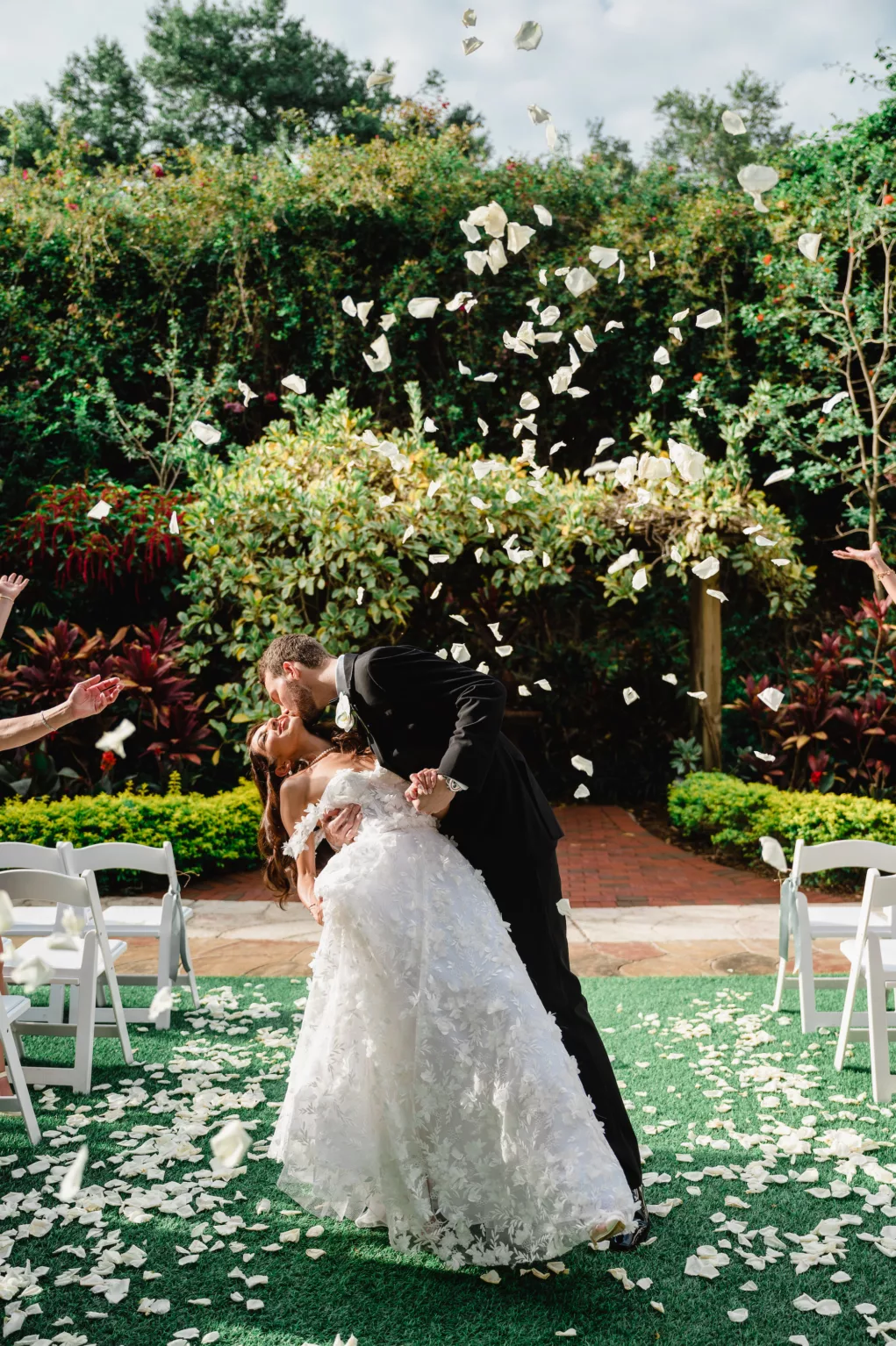 Bride and Groom Wedding Ceremony Flower Petal Toss Ideas | Venue Sunken Garden | Tampa Photography and Videography Iyrus Weddings