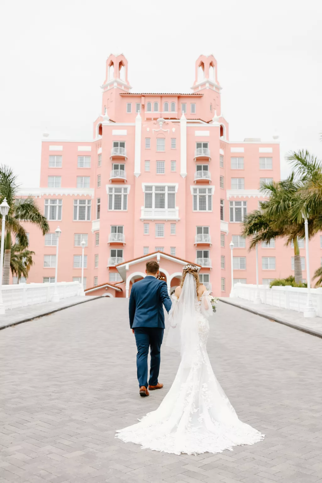 Bride and Groom in Front of St Petersburg Wedding Venue The Don Cesar | Tampa Bay Photographer Lifelong Photography Studio