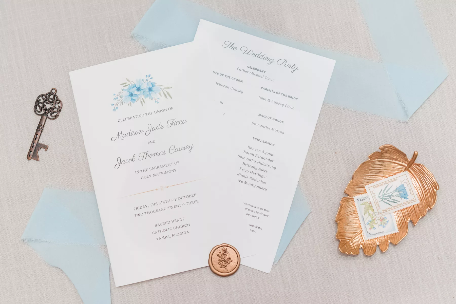 Classic Spring Light Blue and White Garden Inspired Wedding Invitation Suite Ideas