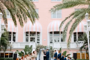Classic White and Blush Outdoor Courtyard Wedding Ceremony Inspiration | St Pete Event Venue The Don Cesar | Tampa Bay Photographer Lifelong Photography Studio