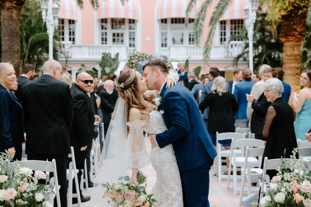 Bride and Groom Just Married Wedding Portrait | TSt Pete Hotel Venue The Don Cesar | Tampa Bay Photographer Lifelong Photography Studio
