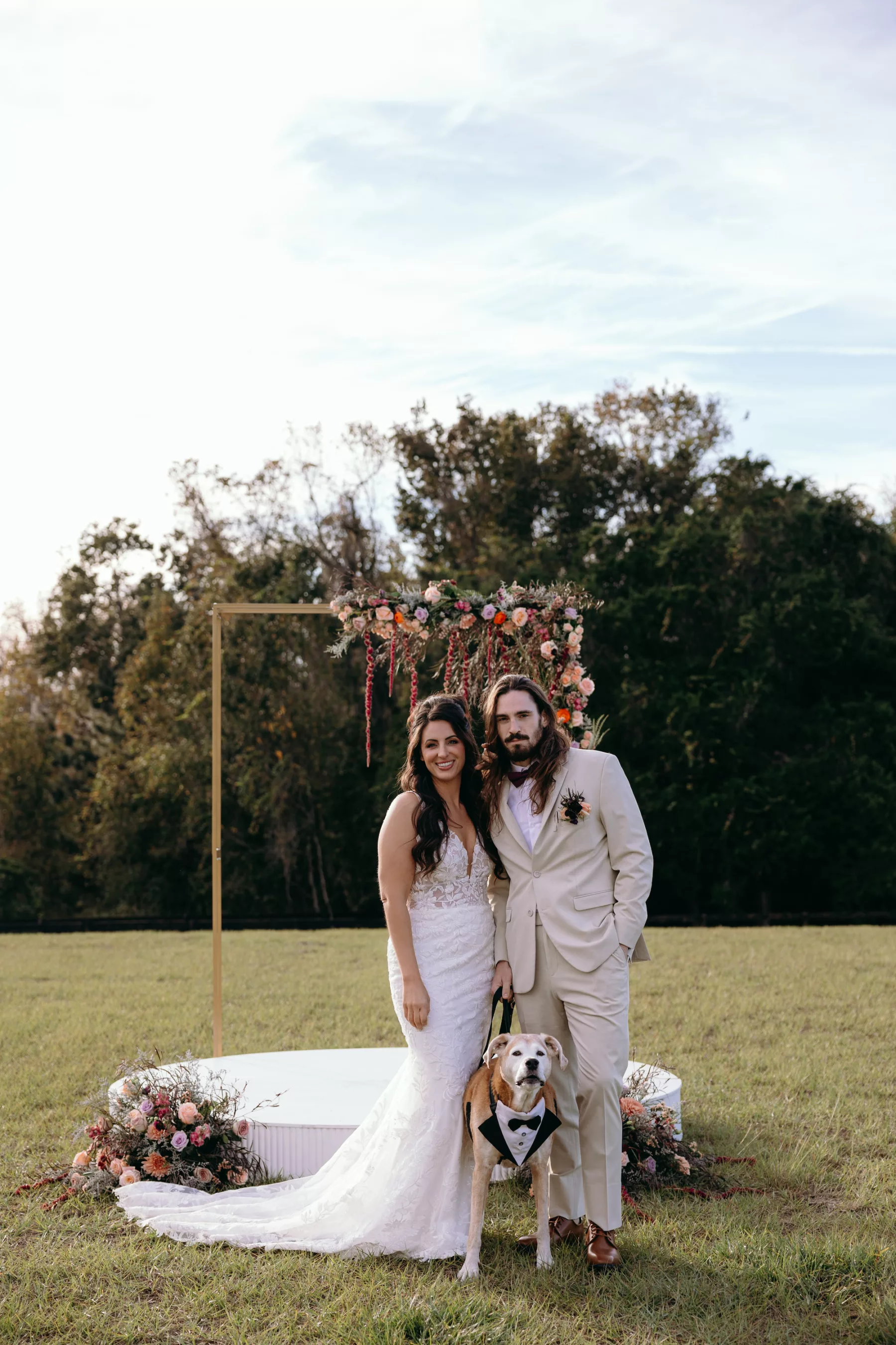 Bride and Groom with Dog Wedding Portrait | Tampa Bay Fairy Tail Pet Care