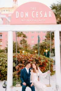 Bride and Groom on Beach Swing Wedding Portrait | Tampa Bay Photographer Lifelong Photography Studio | St. Pete Beach Hotel Venue The Don CeSar