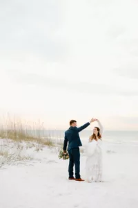 Bride and Groom Dancing on St Pete Beach Wedding Portrait | Tampa Bay Photographer Lifelong Photography Studio | Venue The Don CeSar