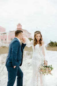 Bride and Groom Dancing on St Pete Beach Wedding Portrait | Tampa Bay Photographer Lifelong Photography Studio | Venue The Don CeSar