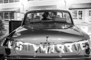 Classic Wedding Reception Getaway Car Inspiration