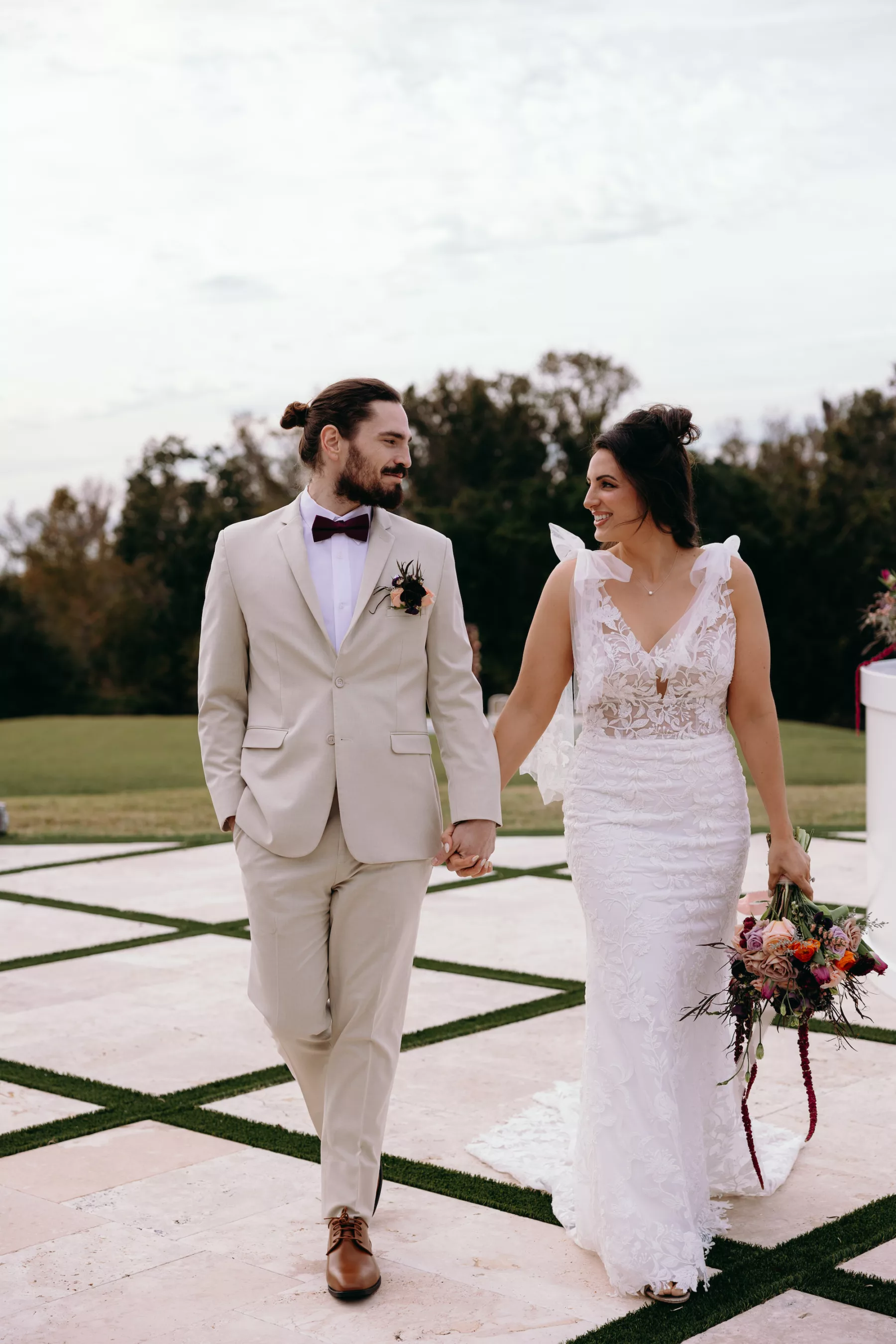 Bride and Groom Terrace Wedding Portrait | Tampa Bay Event Venue La Hacienda at Snow Hill