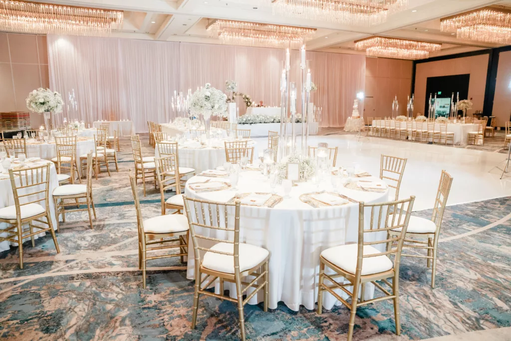 Extravagant Ivory, White, and Gold Wedding Reception Decor Inspiration | Tampa Bay Event Venue Hilton Tampa Downtown | Planner Special Moments Event Planning