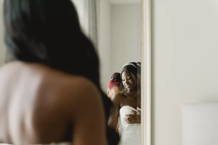 Bride Getting Ready Wedding Portrait | Elegant Diamond Tiara Ideas