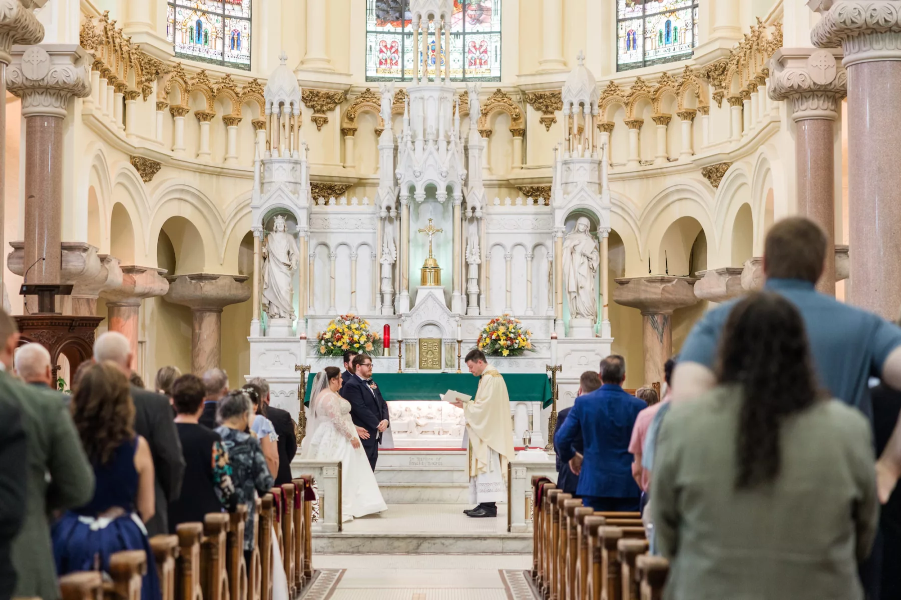 Bride and Groom Catholic Wedding Ceremony Inspiration | Downtown Tampa Sacred Heart Catholic Church