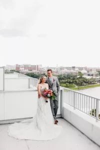 Bride and Groom Balcony Wedding Portrait | Tampa Bay Photographer Lifelong Photography | Dress Truly Forever Bridal