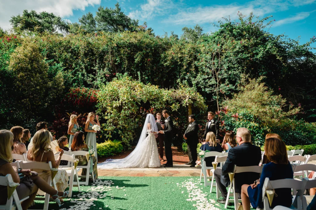 Bride and Groom Garden Wedding Ceremony Inspiration | Downtown St. Pete Event Venue Sunken Gardens | St Pete Photographer and Videographer Iyrus Weddings