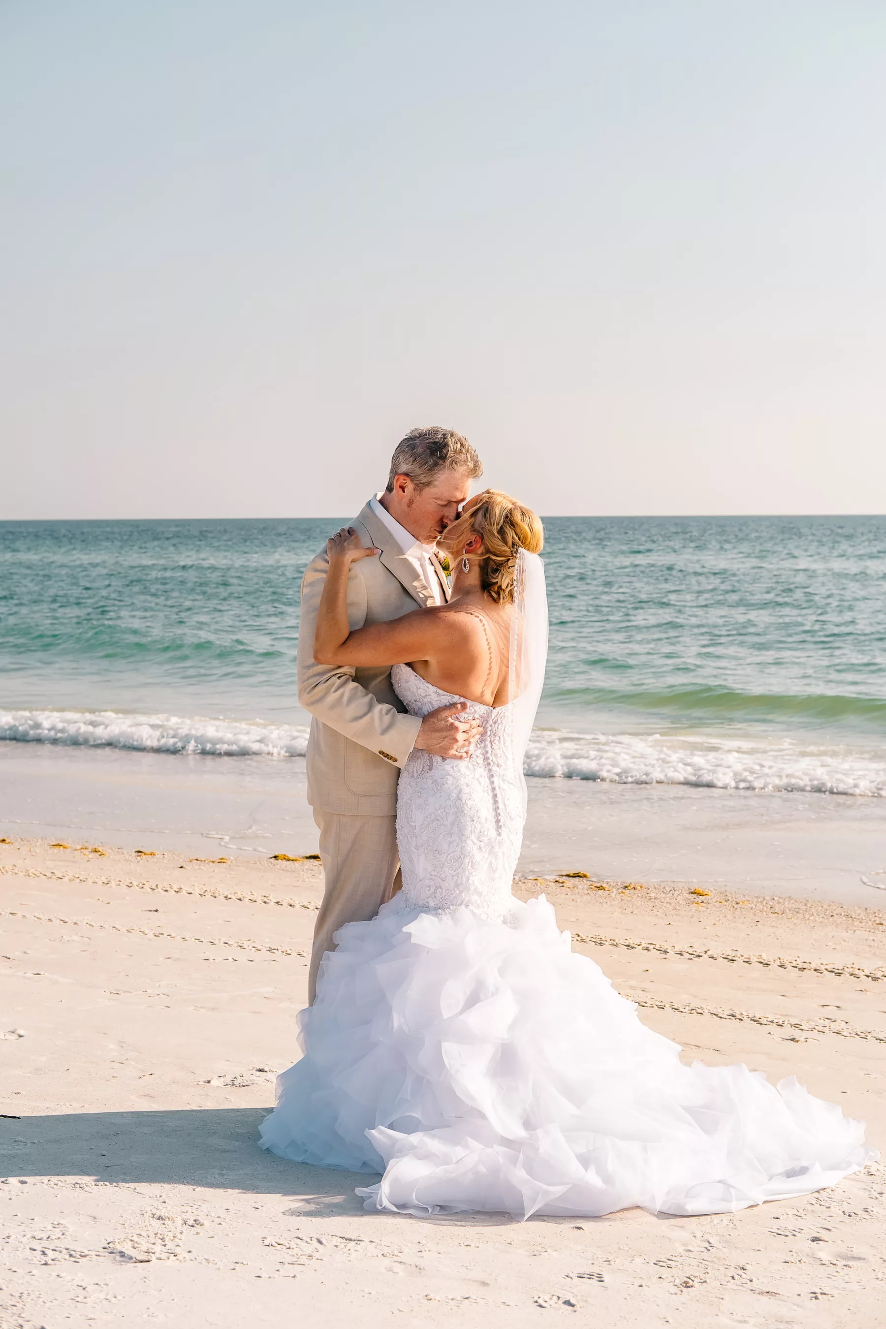 Bride and Groom Just Married Beach Wedding Portrait | Bride and Groom Just Married Wedding Portrait | Tampa Bay Destination Planner Gulf Beach Weddings
