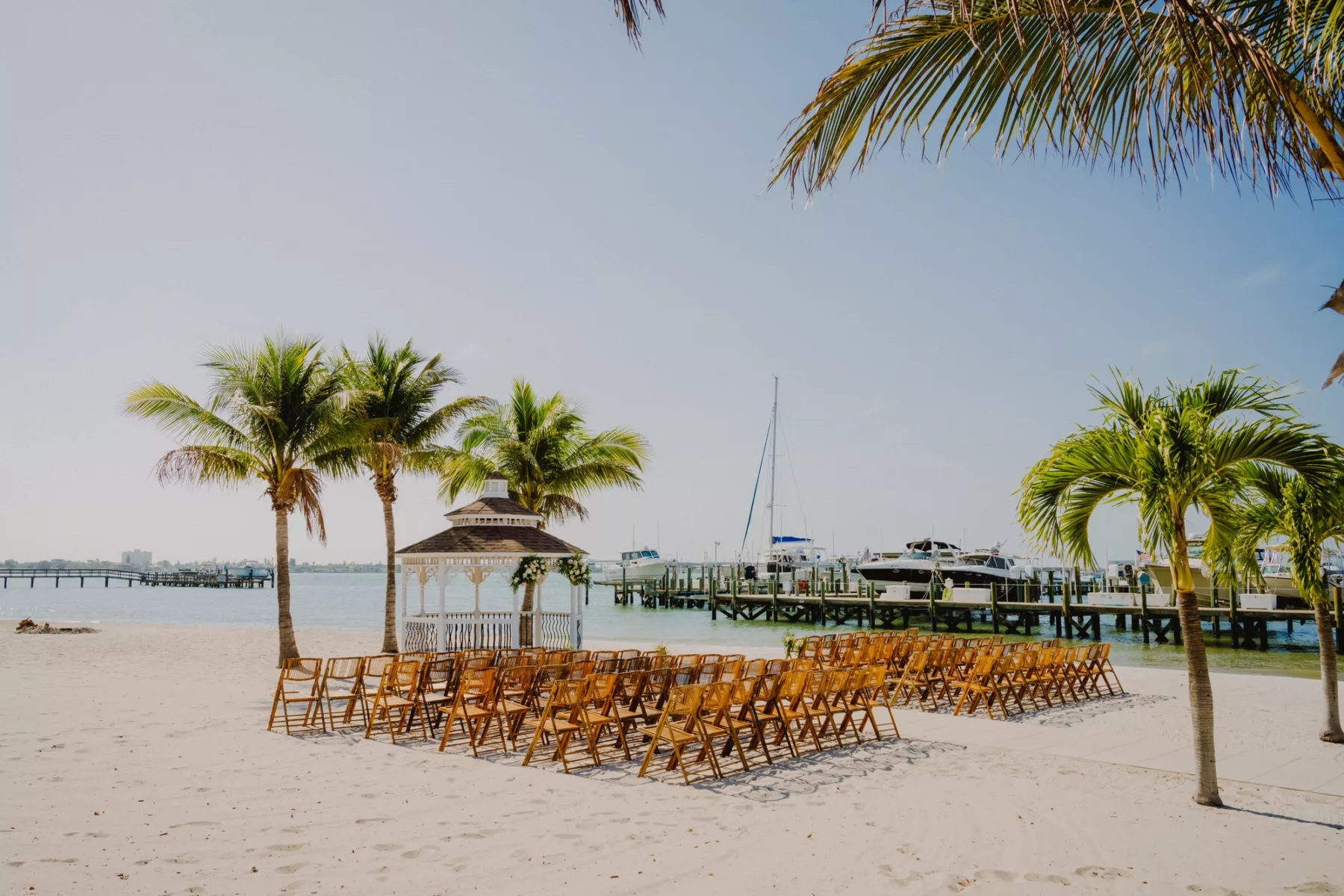 Tropical Private St Pete Beach and Gazebo Wedding Ceremony Inspiration | Tampa Bay Event Venue Isla Del Sol Yacht and Country Club