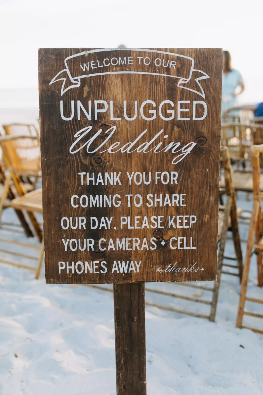 Rustic Wooden Unplugged Beach Wedding Ceremony Sign Ideas