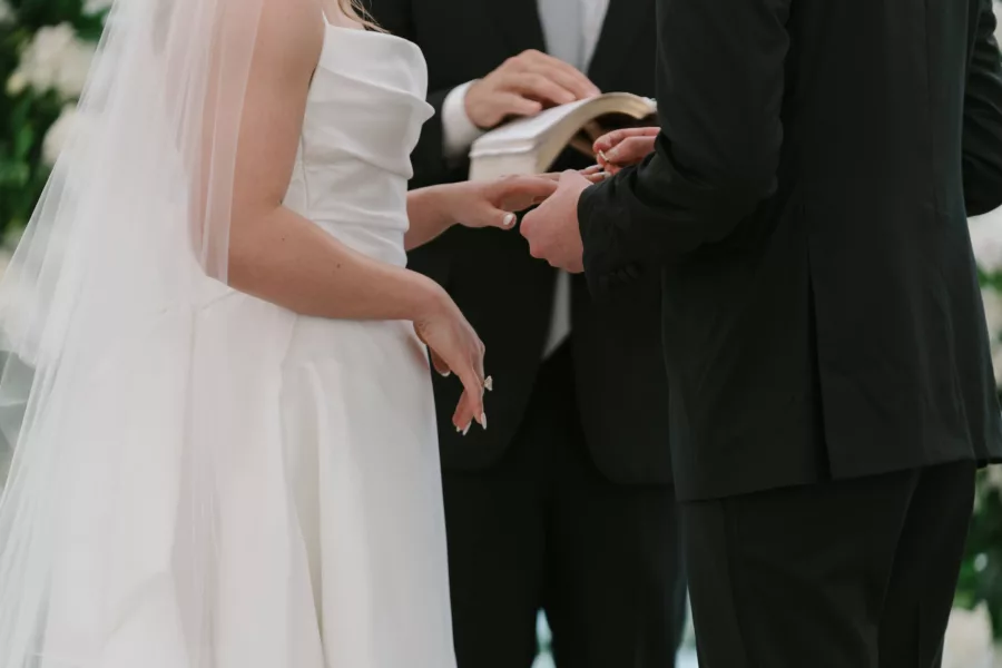 Bride and Groom Wedding Ceremony Ring Exchange