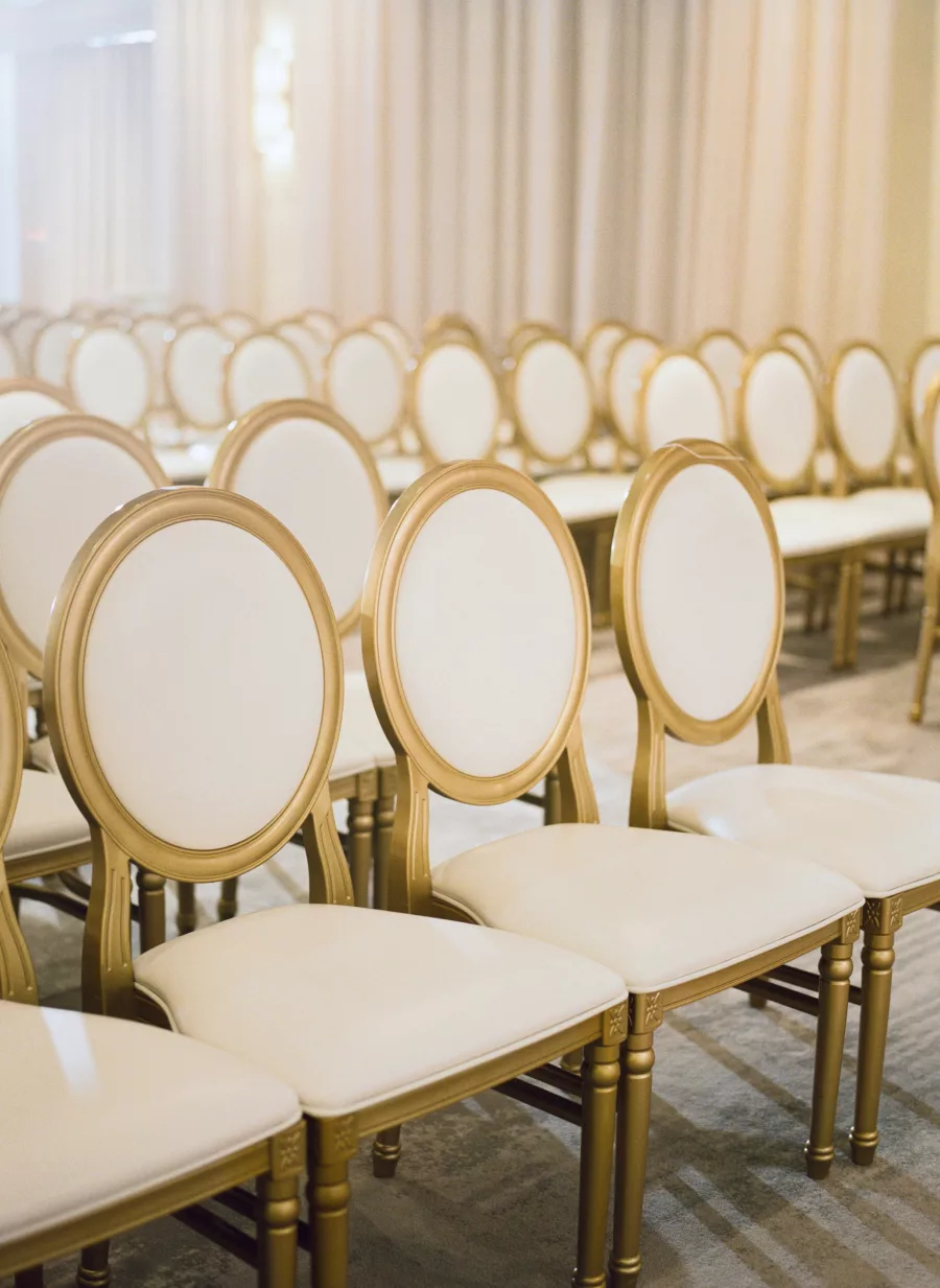 Luxurious Gold and White Wedding Ceremony Chair Ideas | Tampa Bay Kate Ryan Event Rentals