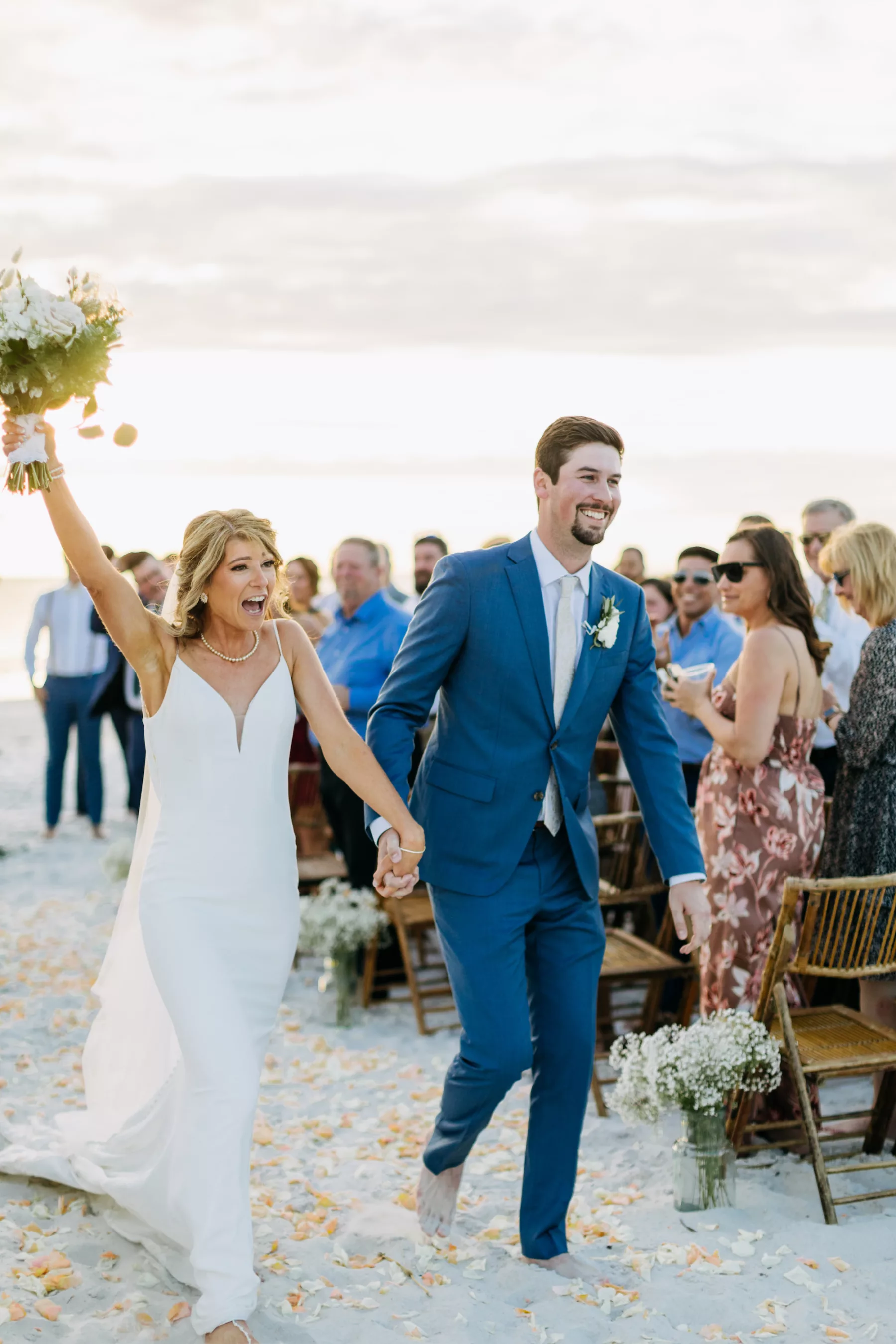 Bride and Groom Just Married Beach Wedding Portrait | Tampa Bay Videographer Priceless Studio Design
