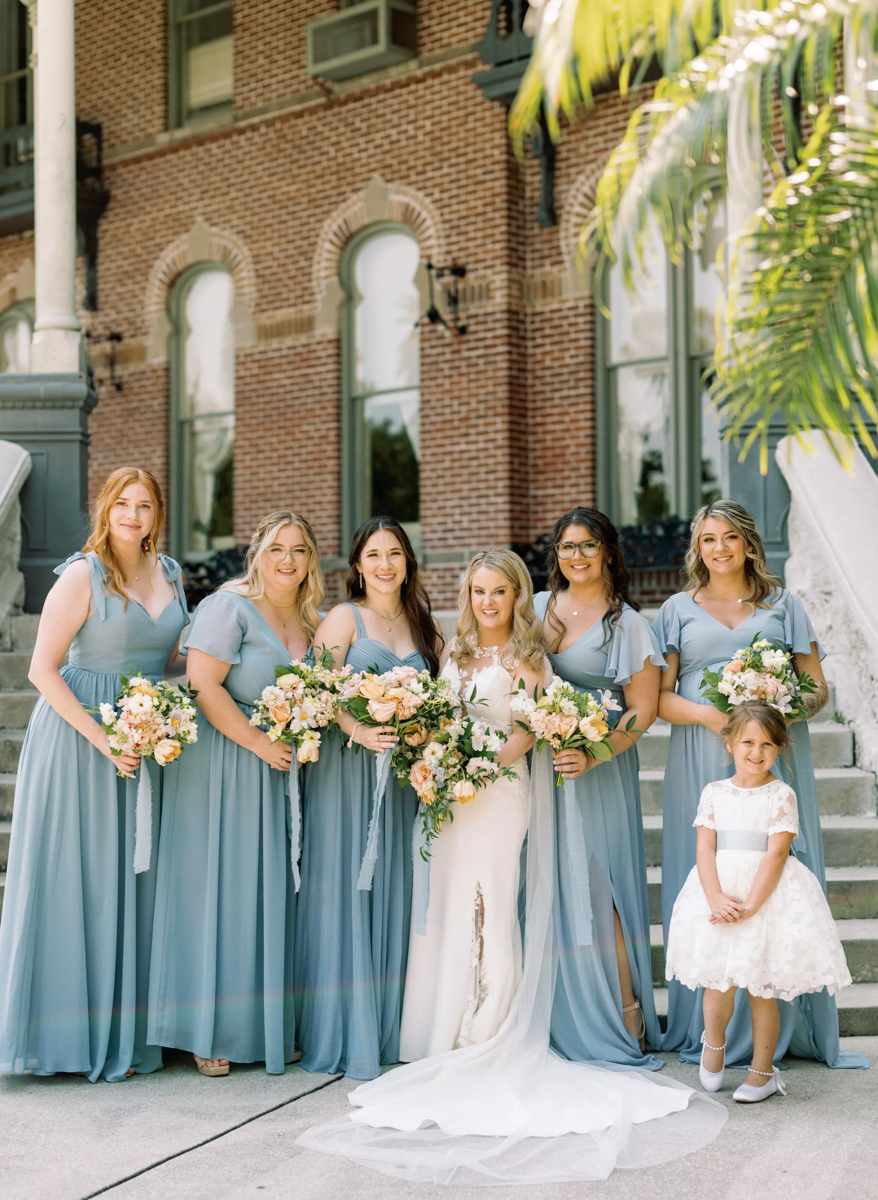 Dusty Blue Mismatched Bridesmaids Wedding Dress Ideas