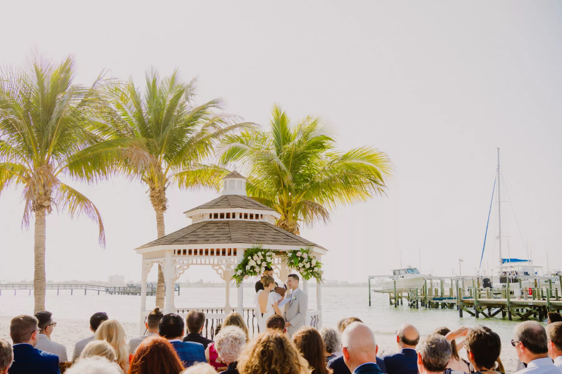 Tropical St Petersburg Gazebo Wedding Ceremony Inspiration | Tampa Bay Event Venue Isla Del Sol Yacht and Country Club | Planner Coastal Coordinating