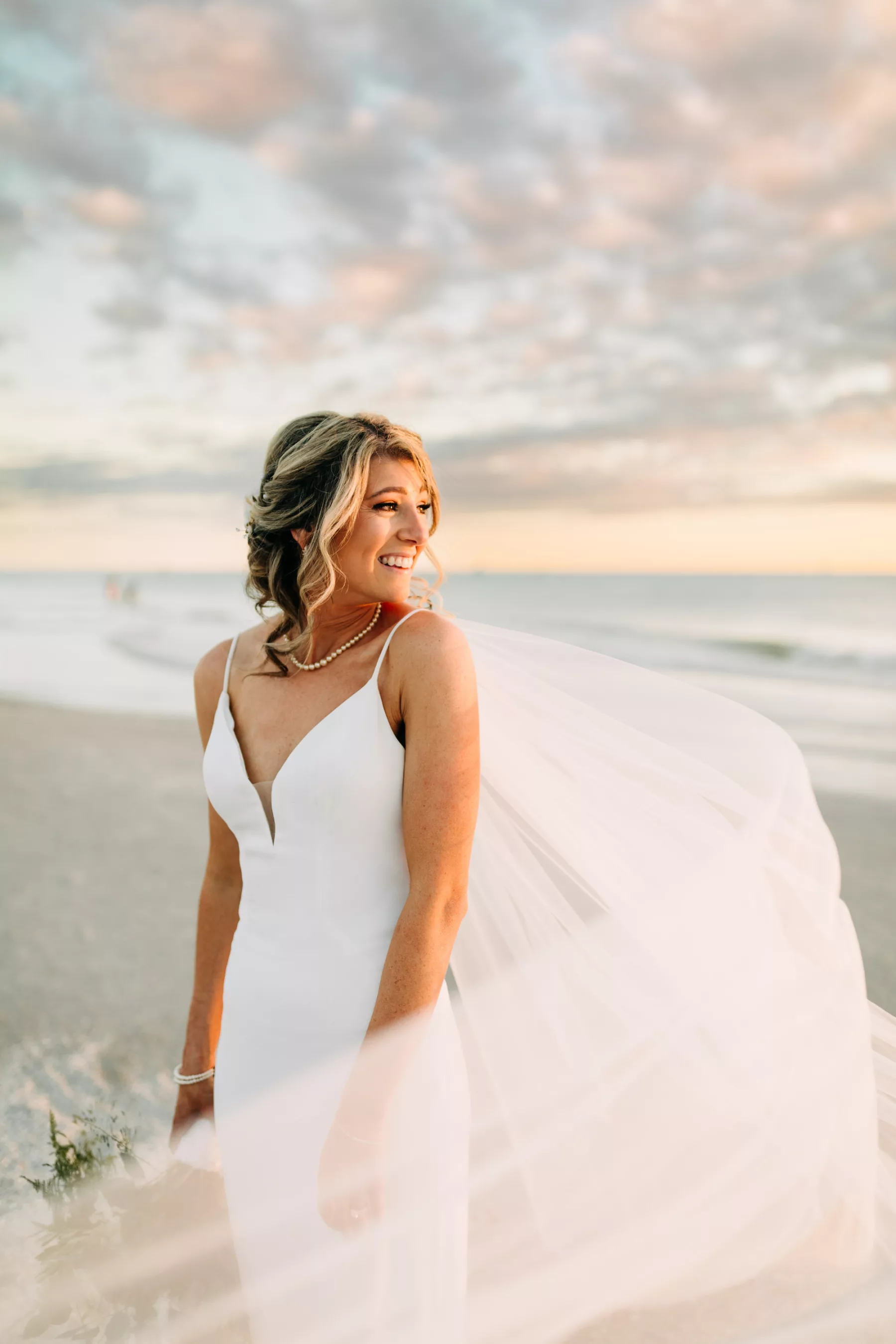 Whimsical Bridal Glamour Wedding Portrait | Tampa Bay Hair and Makeup Artist Femme Akoi Beauty Studio | Photographer Amber McWhorter Photography