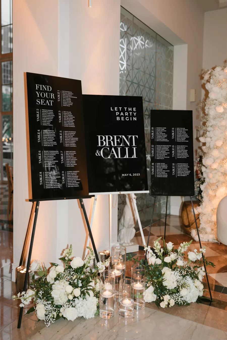 Modern Black and White Find Your Seat Wedding Reception Seating Chart Ideas