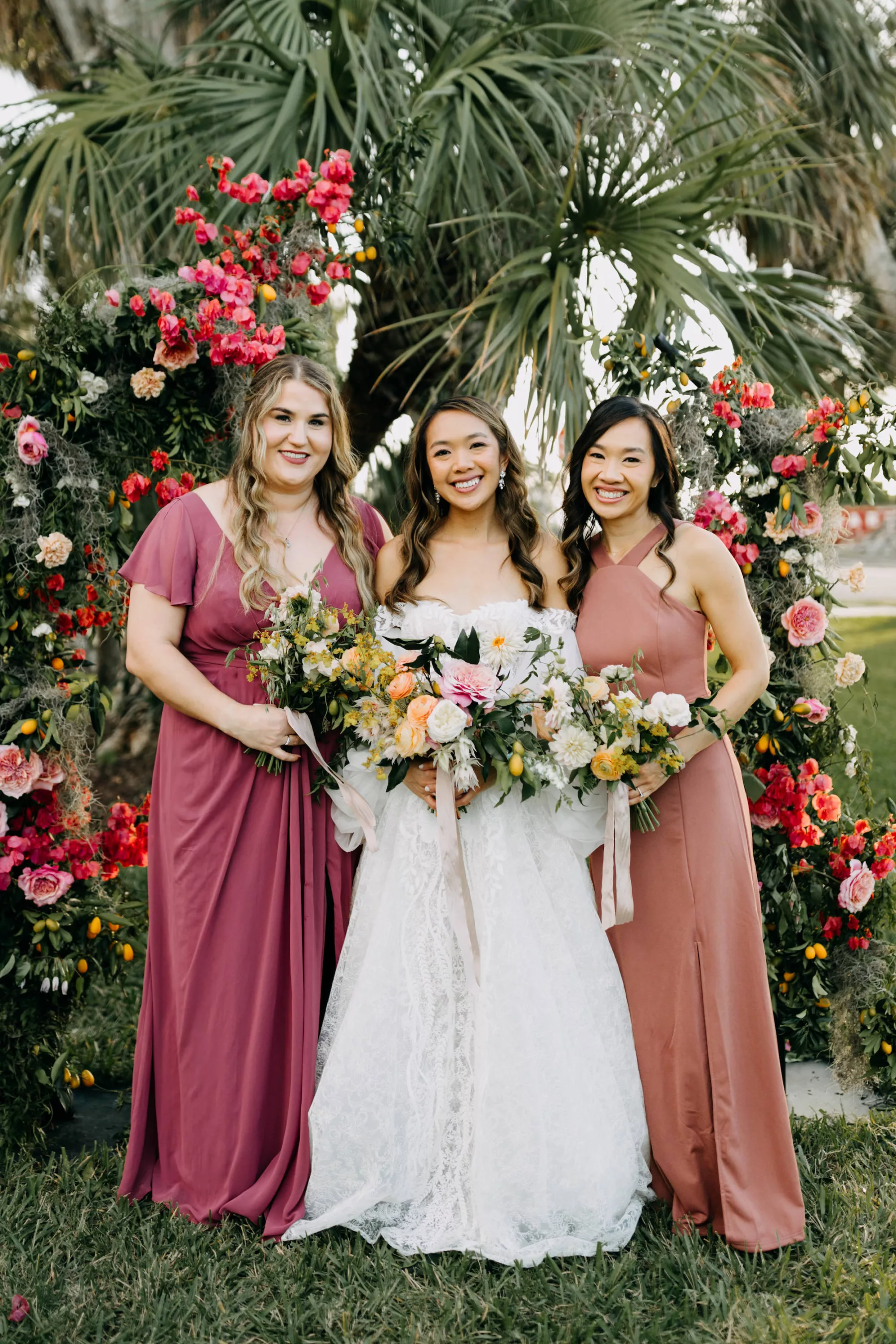 Mismatched Pink Bridesmaid Wedding Dress Ideas | Tampa Bay Hair and Makeup Artist Femme Akoi Beauty Studio | Photographer Amber McWhorter Photography