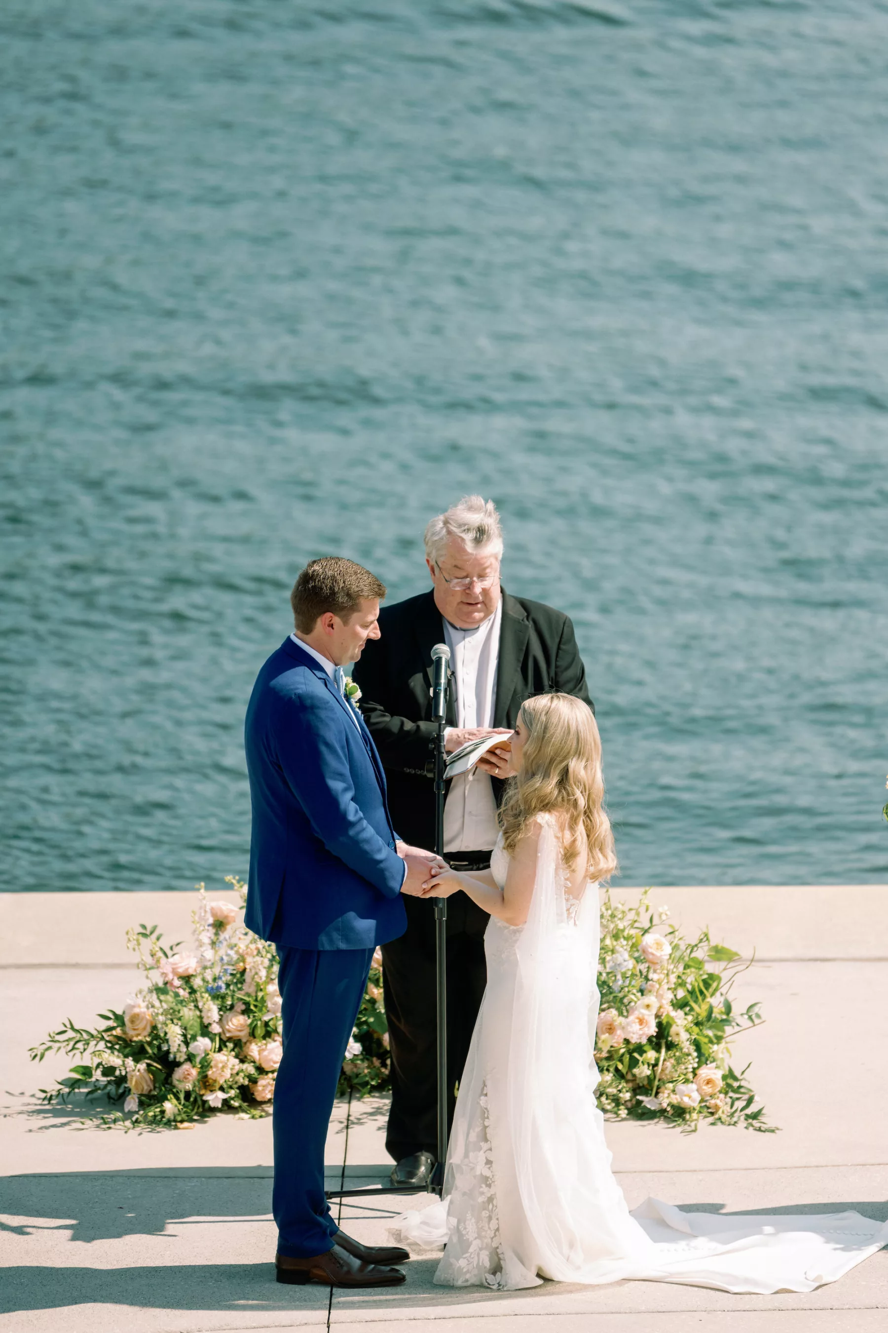 Bride and Groom Vow Exchange at Outdoor Waterfront Wedding Ceremony Inspiraation