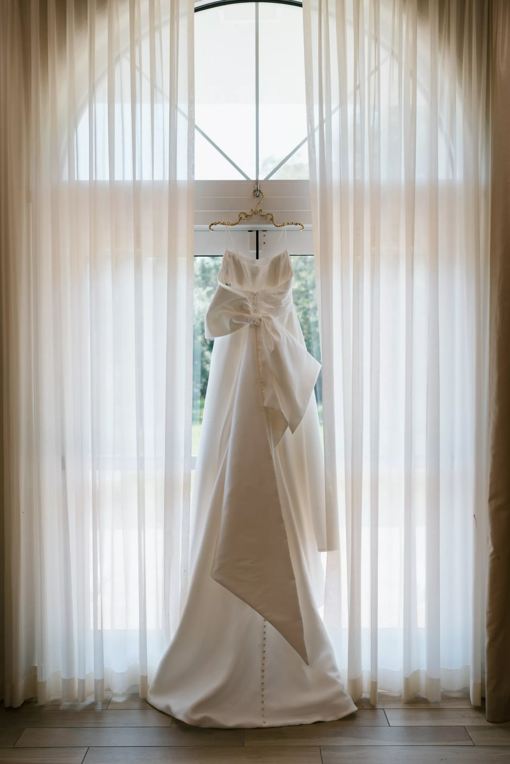Romantic White Satin A Line Wedding Ballgown Dress with Bow Inspiration