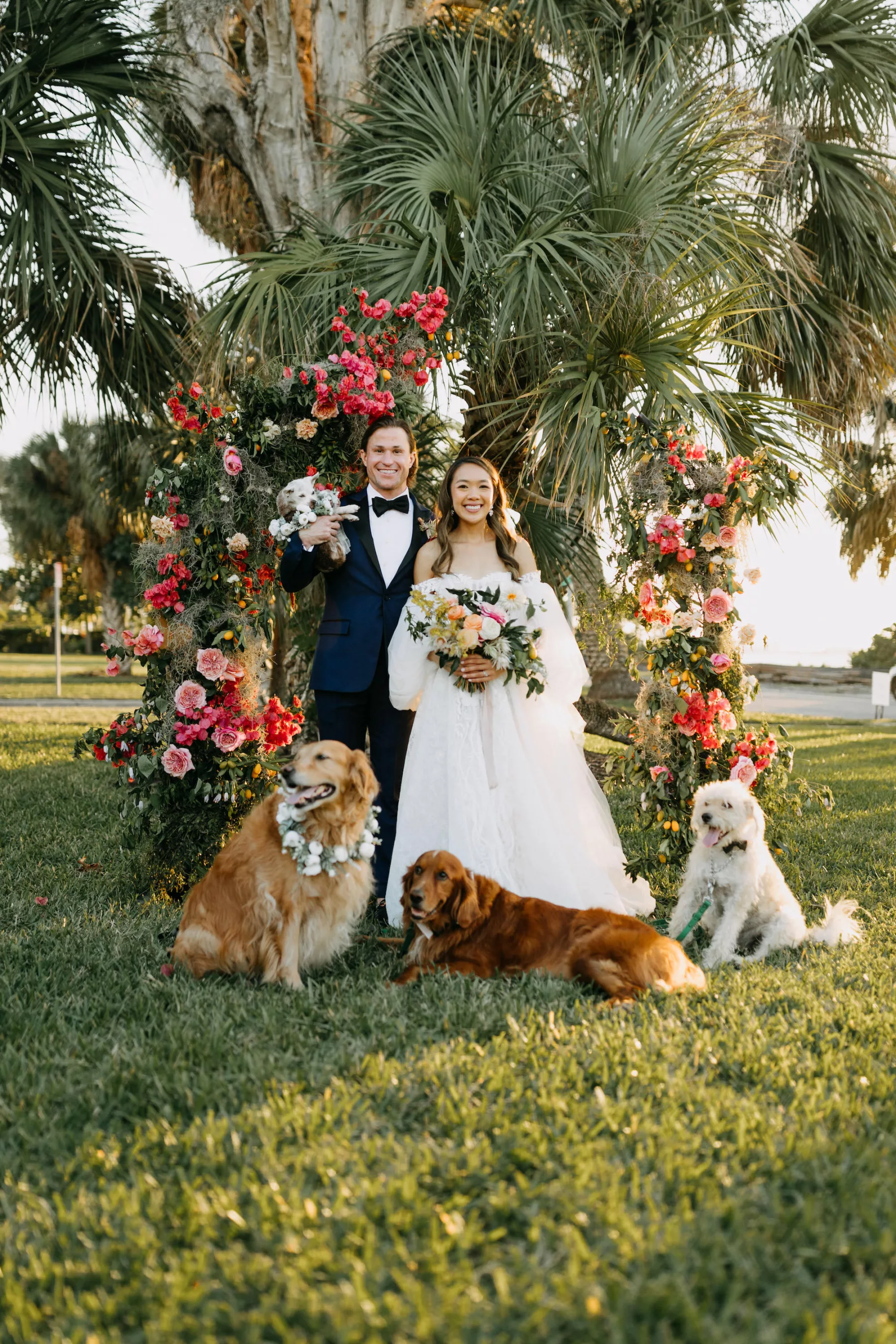 Bride and Groom with Dogs Wedding Portrait | Tampa Bay Photographer Amber McWhorter Photography | Planner Coastal Coordinating