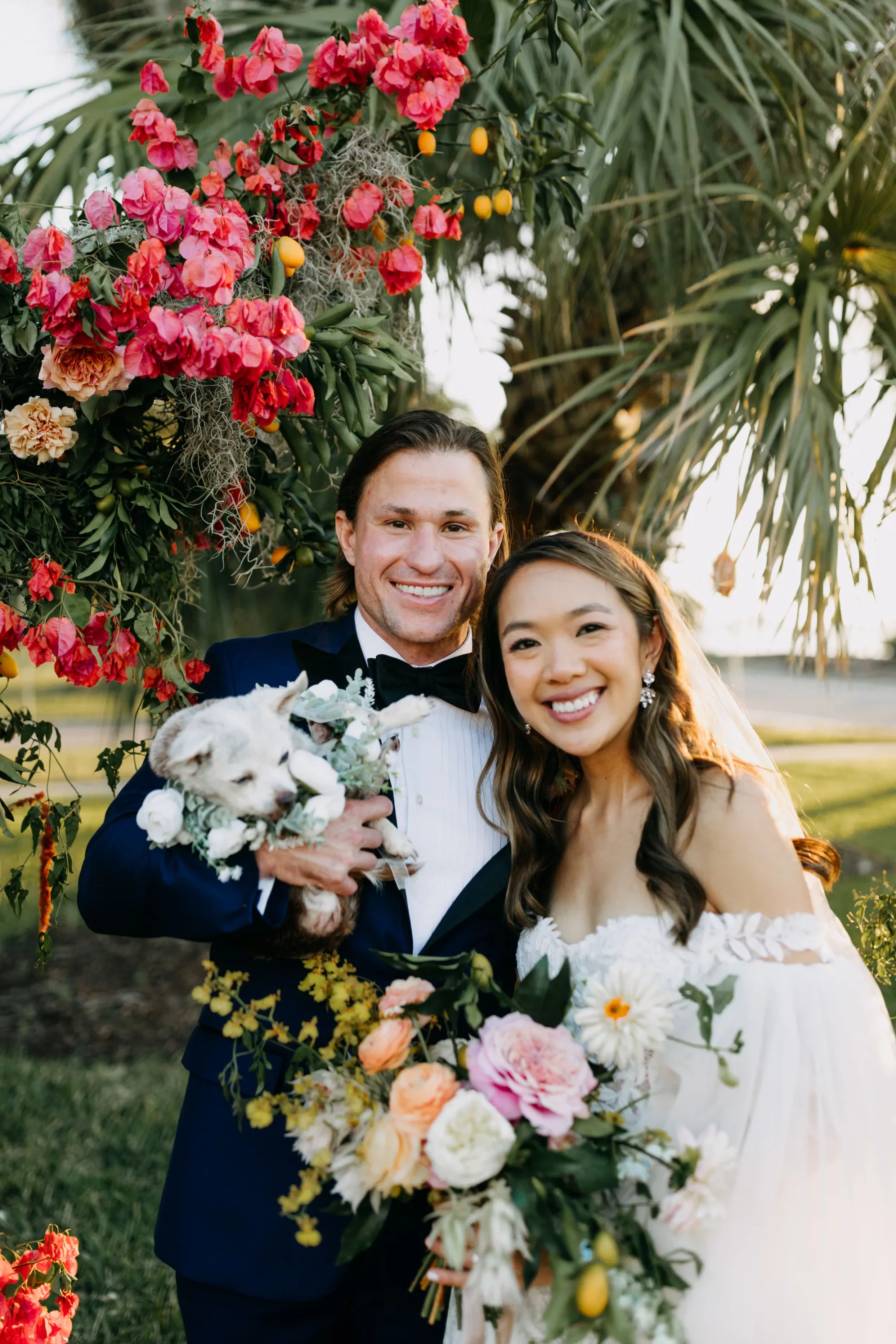 Bride and Groom with Dogs Wedding Portrait | Tampa Bay Photographer Amber McWhorter Photography