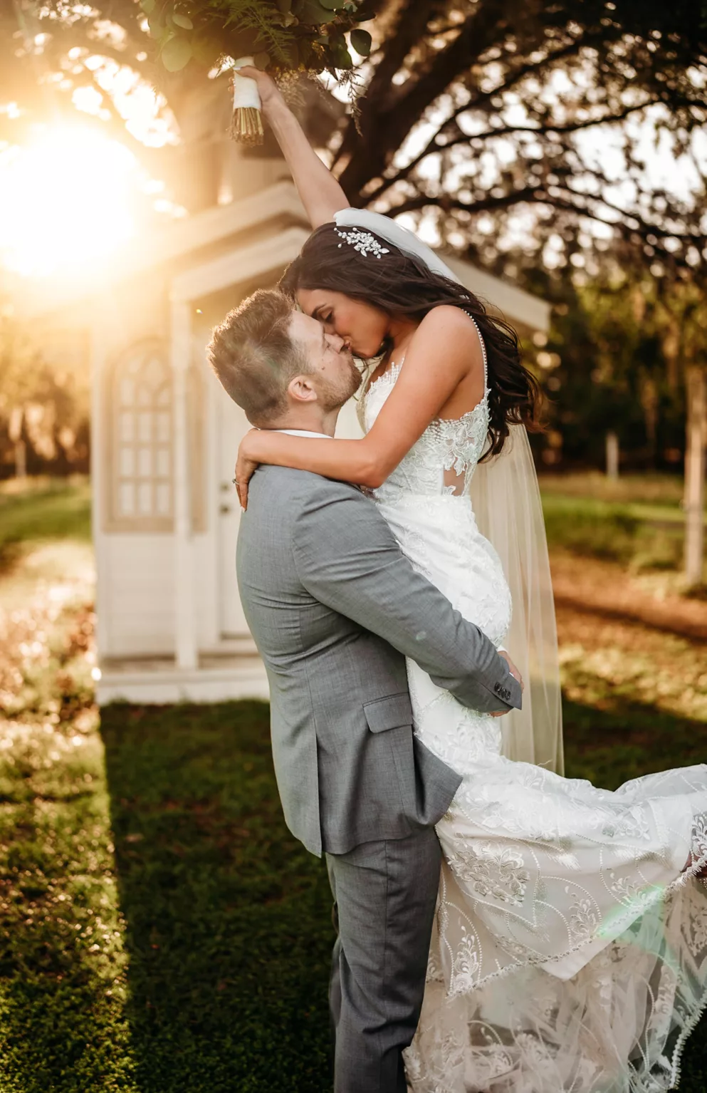 Bride and Groom Chapel Sunset Wedding Portrait | Tampa Bay Photographer Sabrina Autumn Photography