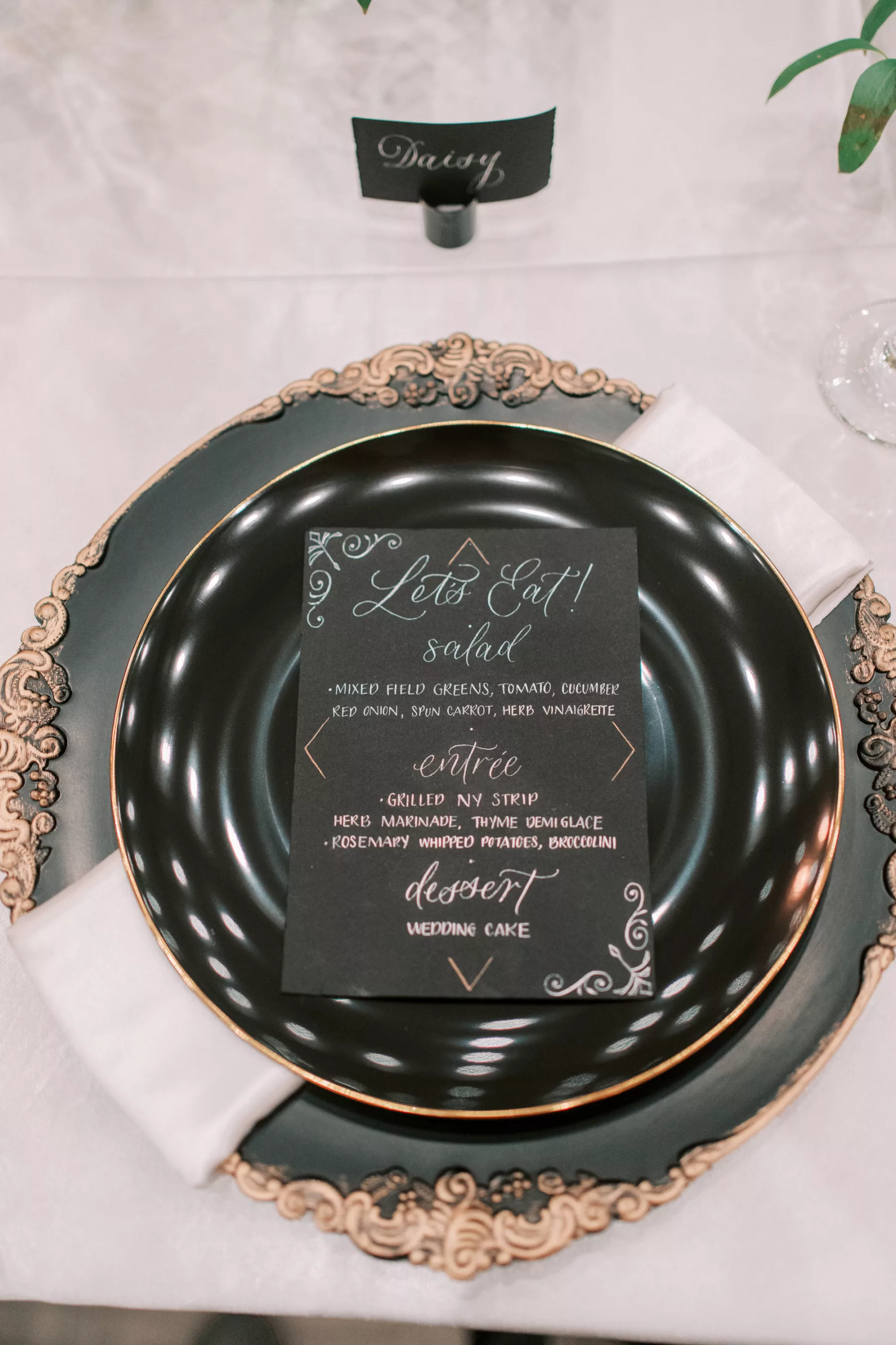 Let's Eat Hand-lettered Wedding Reception Menu Card Inspiration | Tampa Bay Calligrapher Inky Fingers Calligraphy | Outside The Box Rentals